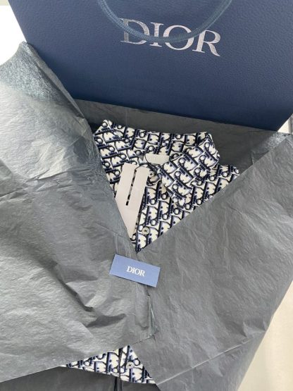  Dior Oblique Overshirt Navy Blue Cotton Jacquard Shirts unisex #3293 - Image 4