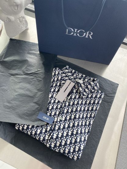  Dior Oblique Overshirt Navy Blue Cotton Jacquard Shirts unisex #3293 - Image 5