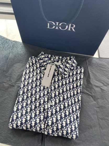  Dior Oblique Overshirt Navy Blue Cotton Jacquard Shirts unisex #3293 - Image 6