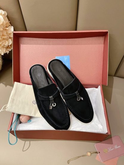 Replica Loro Piana Babouche Charms Walk Moccasin Women's Slippers Suede #3167