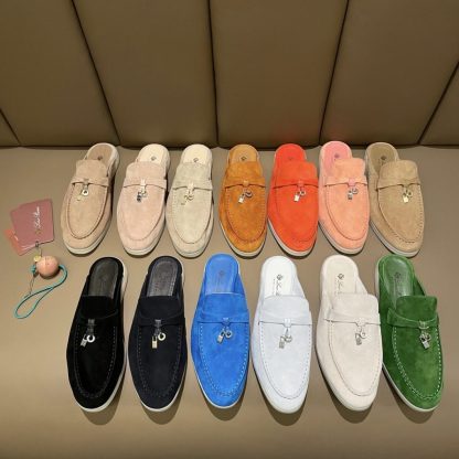  Loro Piana Babouche Charms Walk Moccasin Women's Slippers Suede #3165 - Image 3