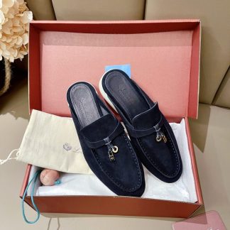 Replica Loro Piana Babouche Charms Walk Moccasin Women's Slippers Suede #3165