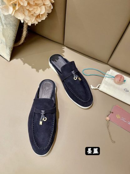  Loro Piana Babouche Charms Walk Moccasin Women's Slippers Suede #3165 - Image 9
