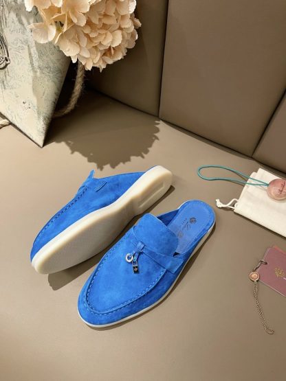  Loro Piana Babouche Charms Walk Moccasin Women's Slippers Suede #3164 - Image 2