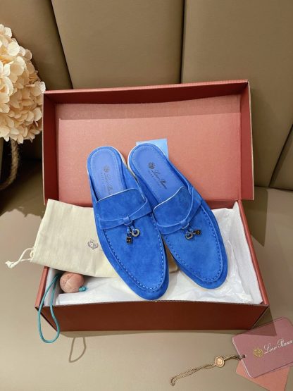 Replica Loro Piana Babouche Charms Walk Moccasin Women's Slippers Suede #3164