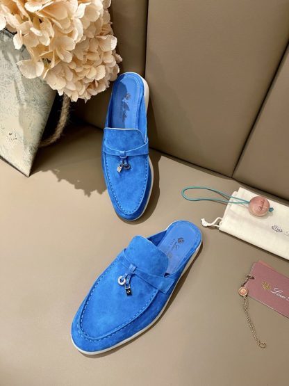  Loro Piana Babouche Charms Walk Moccasin Women's Slippers Suede #3164 - Image 5