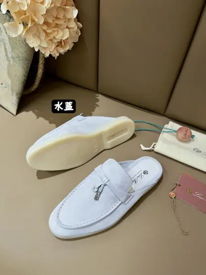  Loro Piana Babouche Charms Walk Moccasin Women's Slippers Suede #3163 - Image 3