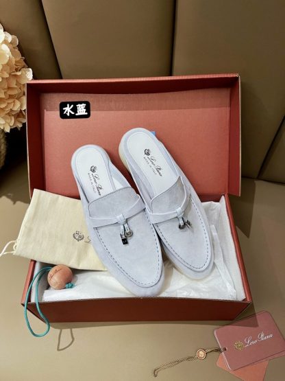  Loro Piana Babouche Charms Walk Moccasin Women's Slippers Suede #3163 - Image 4
