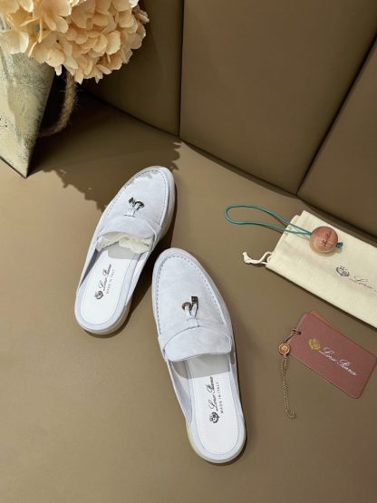  Loro Piana Babouche Charms Walk Moccasin Women's Slippers Suede #3163 - Image 5