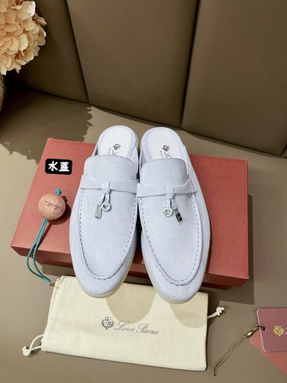 Replica Loro Piana Babouche Charms Walk Moccasin Women's Slippers Suede #3163