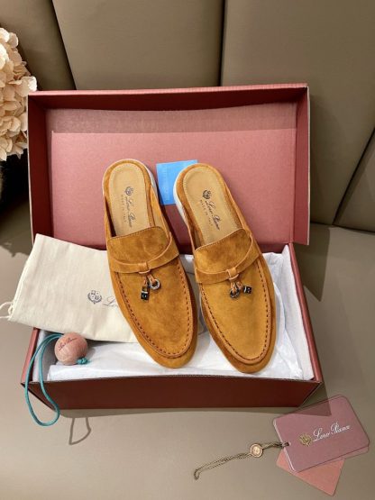  Loro Piana Babouche Charms Walk Moccasin Women's Slippers Suede #3162 - Image 2
