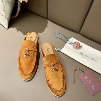 Replica Loro Piana Babouche Charms Walk Moccasin Women's Slippers Suede #3162