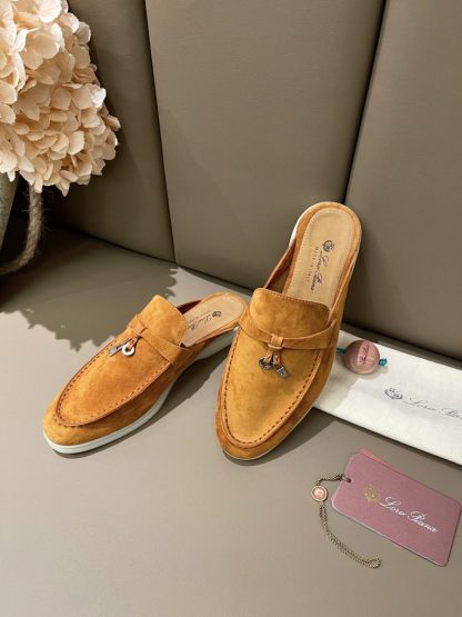  Loro Piana Babouche Charms Walk Moccasin Women's Slippers Suede #3162 - Image 4