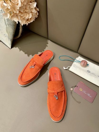  Loro Piana Babouche Charms Walk Moccasin Women's Slippers Suede #3161 - Image 7