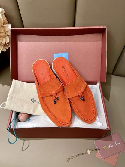  Loro Piana Babouche Charms Walk Moccasin Women's Slippers Suede #3161 - Image 6