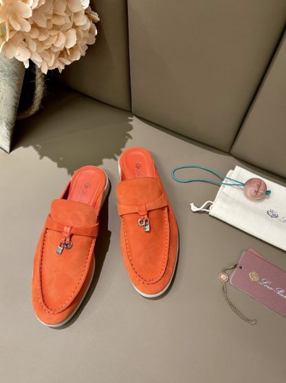 Loro Piana Babouche Charms Walk Moccasin Women's Slippers Suede #3161 - Image 5