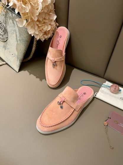  Loro Piana Babouche Charms Walk Moccasin Women's Slippers Suede #3160 - Image 4