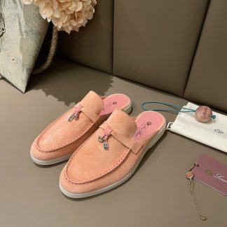 Replica Loro Piana Babouche Charms Walk Moccasin Women's Slippers Suede #3160
