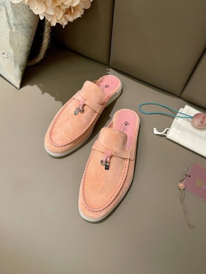  Loro Piana Babouche Charms Walk Moccasin Women's Slippers Suede #3160 - Image 9