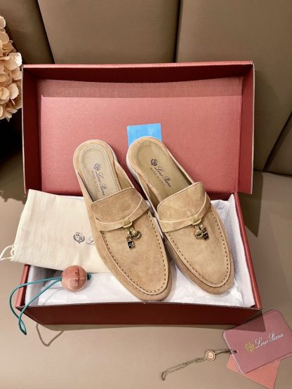  Loro Piana Babouche Charms Walk Moccasin Women's Slippers Suede #3159 - Image 3