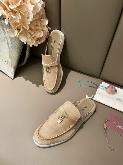  Loro Piana Babouche Charms Walk Moccasin Women's Slippers Suede #3159 - Image 5
