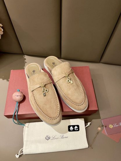 Replica Loro Piana Babouche Charms Walk Moccasin Women's Slippers Suede #3159