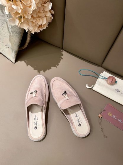  Loro Piana Babouche Charms Walk Moccasin Women's Slippers Suede #3158 - Image 4