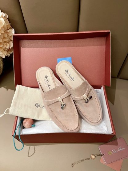 Replica Loro Piana Babouche Charms Walk Moccasin Women's Slippers Suede #3158