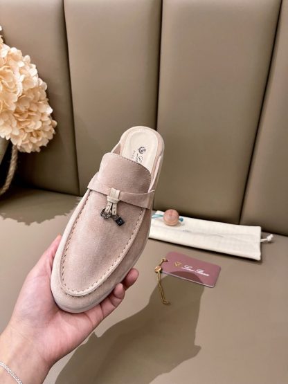  Loro Piana Babouche Charms Walk Moccasin Women's Slippers Suede #3158 - Image 2