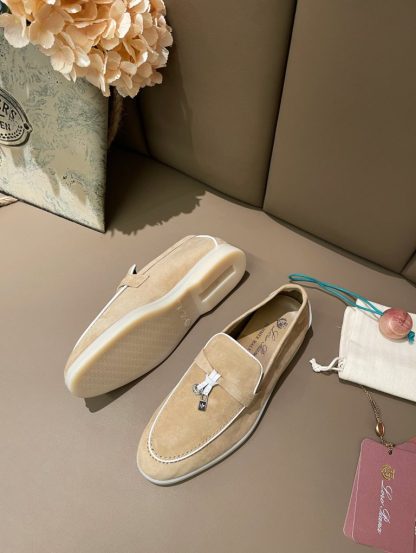  Loro Piana Summer Charms Walk Moccasin Women's Suede Loafer #3174 - Image 6