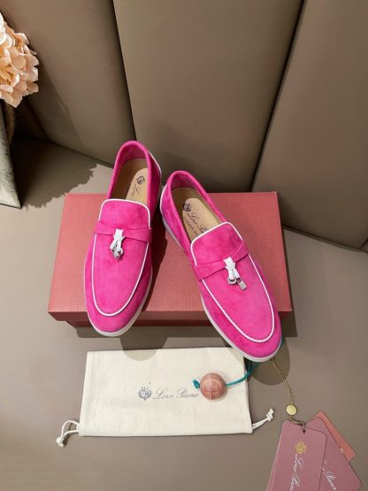  Loro Piana Summer Charms Walk Moccasin Women's Suede Loafer #3175 - Image 4