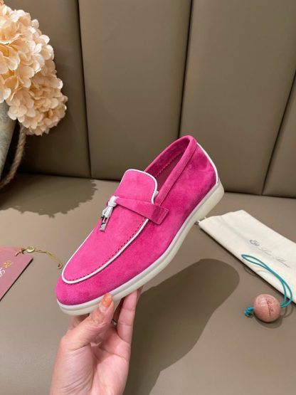  Loro Piana Summer Charms Walk Moccasin Women's Suede Loafer #3175 - Image 2