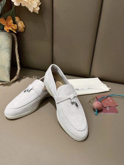  Loro Piana Summer Charms Walk Moccasin Women's Suede Loafer #3168 - Image 5
