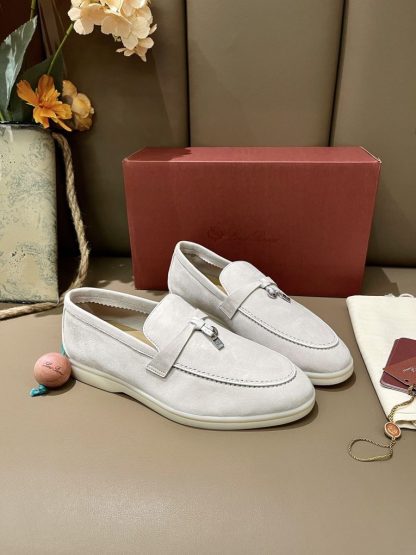 Loro Piana Summer Charms Walk Moccasin Women's Suede Loafer #3168 - Image 7