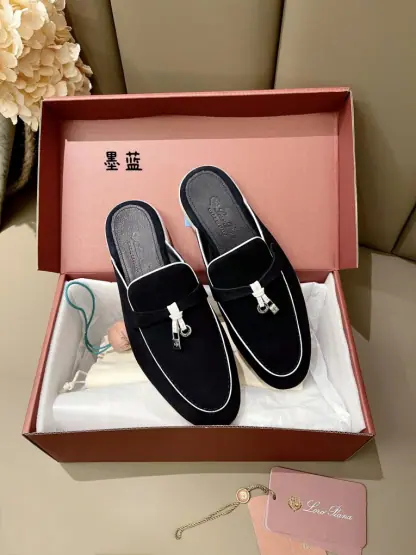  Loro Piana Babouche Charms Walk Moccasin Slipper Women's Suede Loafer #3153 - Image 2