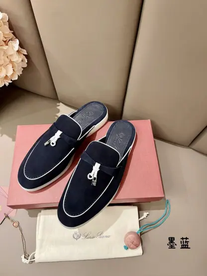  Loro Piana Babouche Charms Walk Moccasin Slipper Women's Suede Loafer #3153 - Image 8