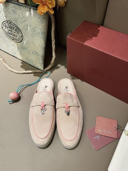 Replica Loro Piana Babouche Charms Walk Moccasin Slipper Women's Suede Loafer #3152