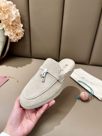  Loro Piana Babouche Charms Walk Moccasin Slipper Women's Suede Loafer #3150 - Image 5
