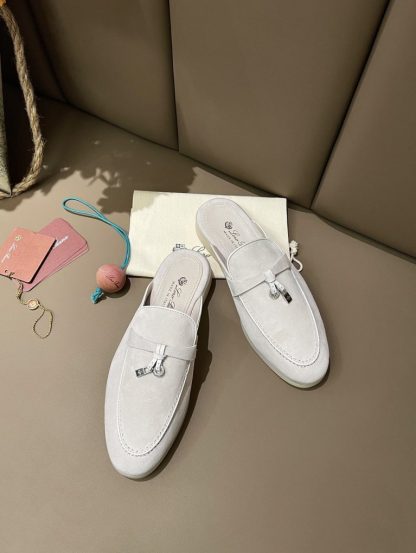  Loro Piana Babouche Charms Walk Moccasin Slipper Women's Suede Loafer #3149 - Image 2