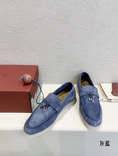  Loro Piana Summer Charms Walk Moccasin Women's Suede Loafer #3144 - Image 3