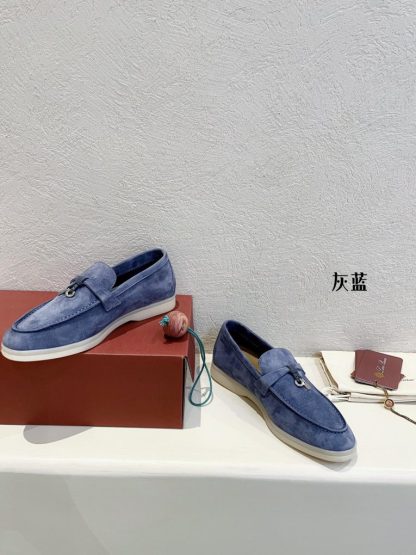  Loro Piana Summer Charms Walk Moccasin Women's Suede Loafer #3144 - Image 2