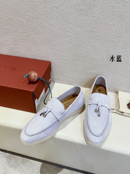  Loro Piana Summer Charms Walk Moccasin Women's Suede Loafer #3142 - Image 9