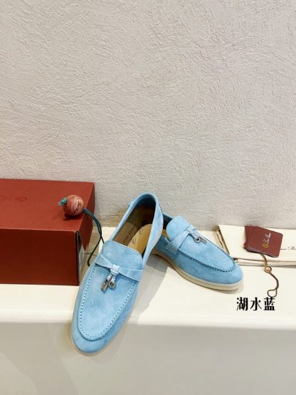  Loro Piana Summer Charms Walk Moccasin Women's Suede Loafer #3141 - Image 2