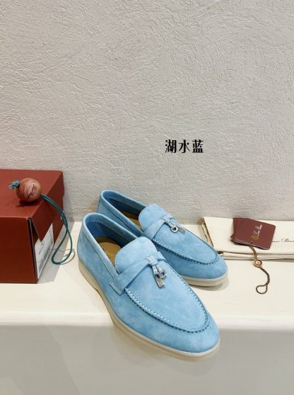  Loro Piana Summer Charms Walk Moccasin Women's Suede Loafer #3141 - Image 3
