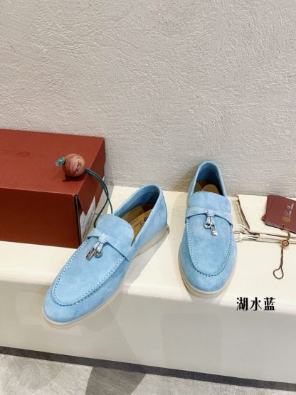  Loro Piana Summer Charms Walk Moccasin Women's Suede Loafer #3141 - Image 9