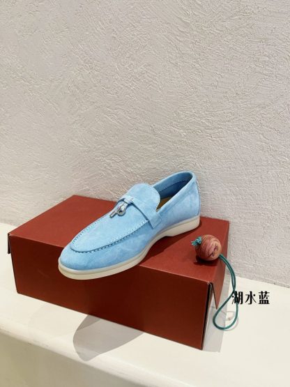  Loro Piana Summer Charms Walk Moccasin Women's Suede Loafer #3141 - Image 8