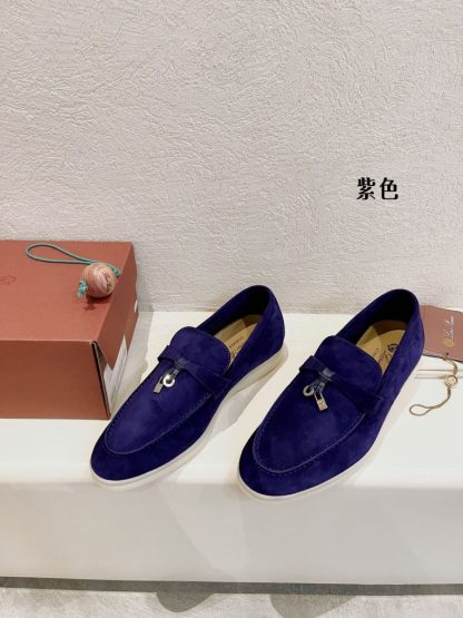  Loro Piana Summer Charms Walk Moccasin Women's Suede Loafer #3140 - Image 7