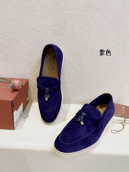  Loro Piana Summer Charms Walk Moccasin Women's Suede Loafer #3140 - Image 6