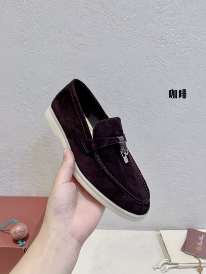  Loro Piana Summer Charms Walk Moccasin Women's Suede Loafer #3139 - Image 5