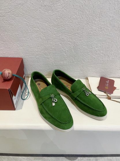  Loro Piana Summer Charms Walk Moccasin Women's Suede Loafer #3138 - Image 8